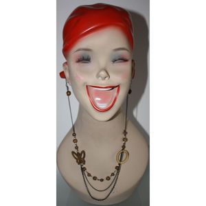 Butterfly & Beads Necklace & Earring Set Wood Women's Fashion Jewelry Boho NWT